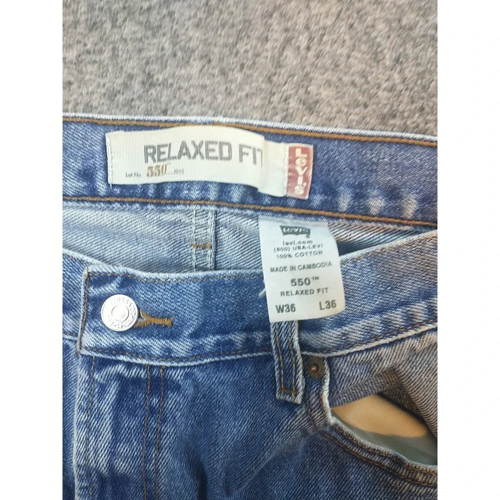 Levis 550 Relaxed Fit Jeans Mens 36x36 Medium Wash Blue Denim Tapered Leg 00550